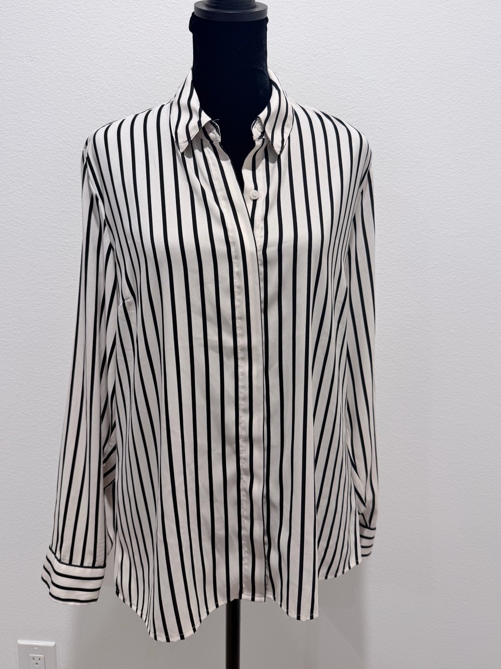 Express Portofino Black and White Striped Shirt